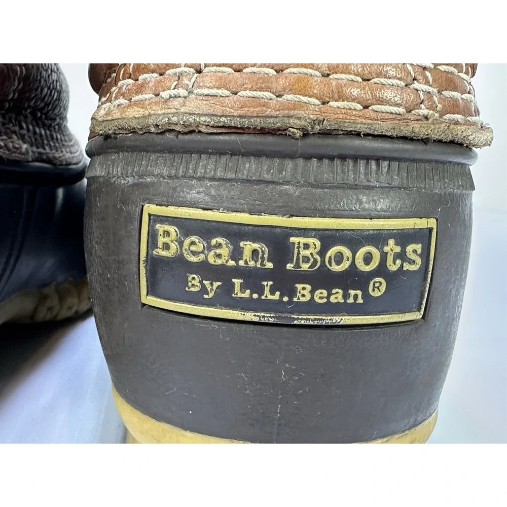 LL Bean Men 12 M Chelsea Bean Boots Tumbled Leather Duck Boots USA Brown